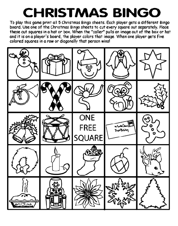 Christmas Bingo Board No.2 Coloring Page